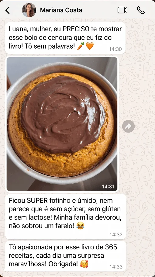 Conversa com o depoimento de Mariana sobre o bolo de cenoura