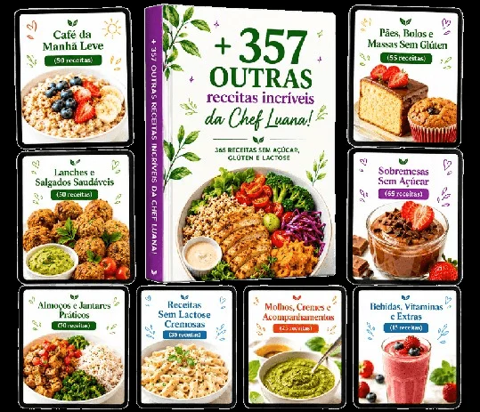 Mosaico com prévia das receitas do livro
